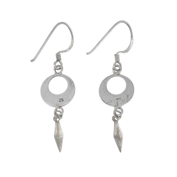 Dangling Circle Spike Earrings | Vintage Sterling Silver 925 - Picture 3 of 6
